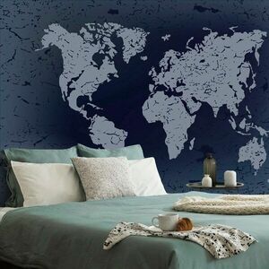 Öntapadó tapéta régi világ térkép kék absztrakt háttéren kép