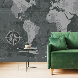 Öntapadó tapéta rusztikus világtérkép fekete-fehérben kép