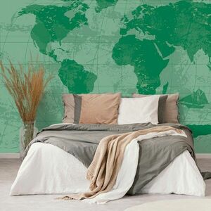 Öntapadó tapéta rusztikus világtérkép zöld színben kép