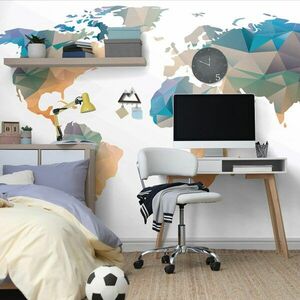 Öntapadó tapéta sokszögű világtérkép kép