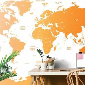 Öntapadó tapéta világtérkép az egyes államokkal narancssárga színben kép