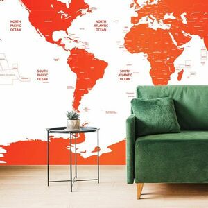 Öntapadó tapéta világtérkép az egyes államokkal piros színben kép