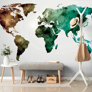 Öntapadó tapéta színes sokszögű világtérkép kép