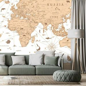 Öntapadó tapéta bézs térkép kép