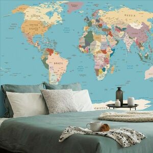 Öntapadó tapéta világtérkép megnevezésekkel kép