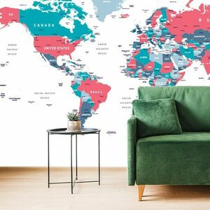 Öntapadó tapéta világtérkép pasztell színekben kép