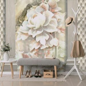 Öntapadó tapéta vonzó virágok oszlopok között kép