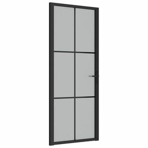 vidaXL fekete matt üveg és alumínium beltéri ajtó 83 x 201, 5 cm kép