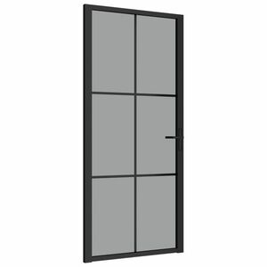 vidaXL fekete ESG üveg és alumínium beltéri ajtó 93 x 201, 5 cm kép