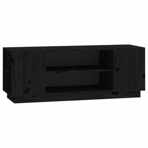 vidaXL fekete tömör fenyőfa TV-szekrény 110x35x40, 5 cm kép