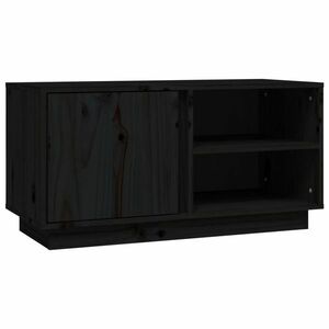 vidaXL fekete tömör fenyőfa TV-szekrény 80 x 35 x 40, 5 cm kép