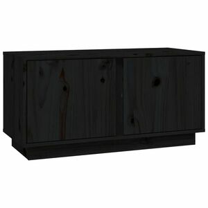 vidaXL fekete tömör fenyőfa TV-szekrény 80 x 35 x 40, 5 cm kép