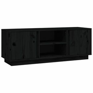 vidaXL fekete tömör fenyőfa TV-szekrény 110x35x40, 5 cm kép