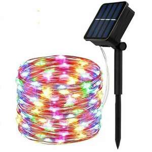100 micro LED-es napelemes dekor fényfüzér, színes, 7m kép