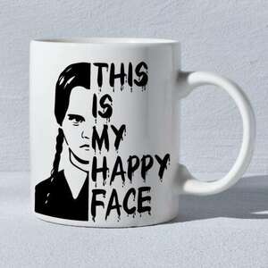 Wednesday Addams-this is my happy face bögre kép