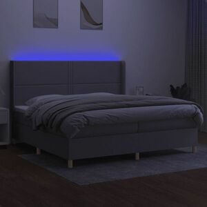 vidaXL világosszürke szövet rugós és LED-es ágy matraccal 200x200 cm kép