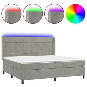vidaXL világosszürke bársony rugós és LED-es ágy matraccal 200x200 cm kép