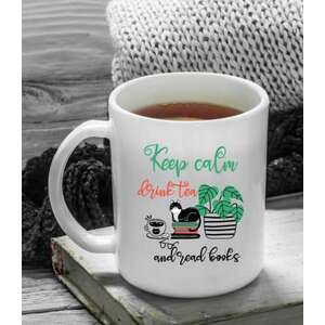 Keep calm drink tea and read books bögre kép