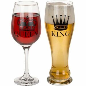 Üvegpoharak pároknak King és Queen, 600 ml és 430 ml kép