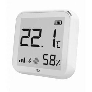 Shelly Plus HT, elemes hőmérséklet- és páratartalom-érzékelő kijelzővel, WiFi, fehér (elemek nélkül) kép