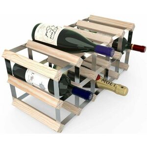 RTA bortartó állvány 15 borosüvegnek, natúr fenyőfa - horganyzott acél / lapra szerelve kép