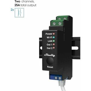 Shelly Pro 2PM, 2x 16A kapcsolómodul DIN sínre, teljesítménymérés, LAN, WiFi és Bluetooth kép