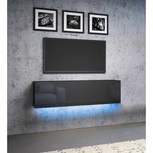 TV asztal VIVO 03 magasfényű fekete színben, LED világítással kép