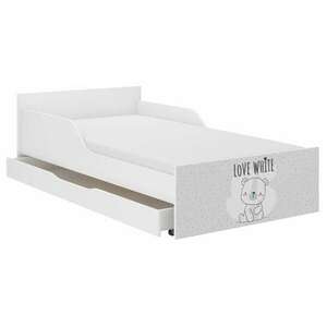 PUFI gyerekágy 160x80 matraccal és ágyneműtartóval - fehér maci kép