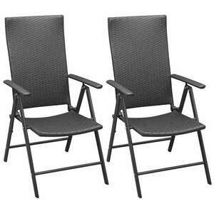 vidaXL 2 db fekete rakásolható polyrattan kerti szék kép