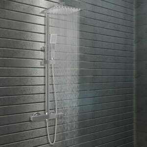 vidaXL rozsdamentes acél dupla fejű zuhanyszett termosztáttal kép