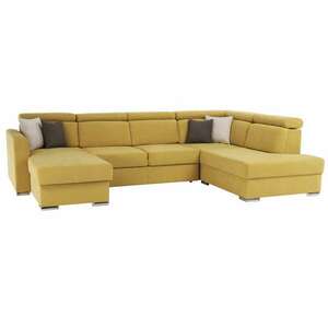 Luxus kivitelű ülőgarnitúra, sárga/barna párnák, jobbos, MARIETA U kép