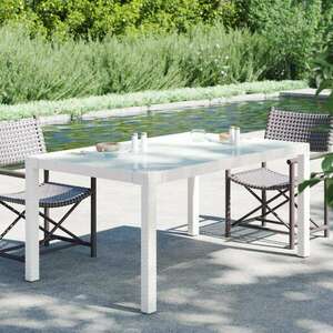 vidaXL fehér polyrattan és edzett üveg kerti asztal 150 x 90 x 75 cm kép