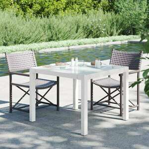 vidaXL fehér polyrattan és edzett üveg kerti asztal 90 x 90 x 75 cm kép