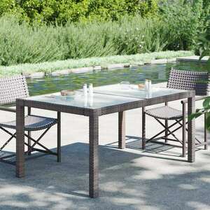 vidaXL barna polyrattan és edzett üveg kerti asztal 150 x 90 x 75 cm kép