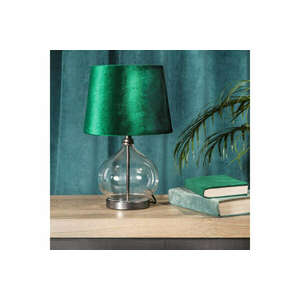 Joy asztali lámpa bársony búrával Sötétzöld 25x25x40 cm kép