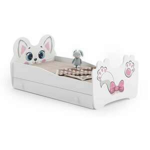 Kobi Animals Ifjúsági ágy ágyneműtartóval - Cica - fehér-rózsaszín... kép