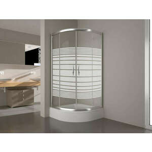 Vela Banyo íves zuhanykabin, csíkos üveggel, 80x80x190, 5 mm üveg kép