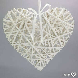 Fehér vessző szív fém vázon 40cm kép