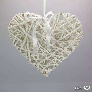 Fehér vessző szív fém vázon 29cm kép