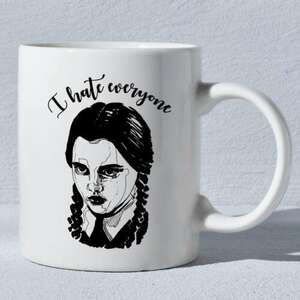 I hate everyone!- Wednesday Addams-bögre kép