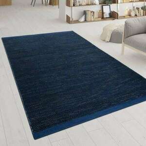Kézzel szőtt lapos szövésű szőnyeg Skandi kinézet kék, modell 207... kép
