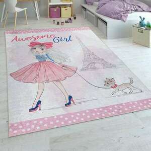 Gyerekszoba lány-dizájn nyomtató rózsaszín szőnyeg, modell 20409, ... kép