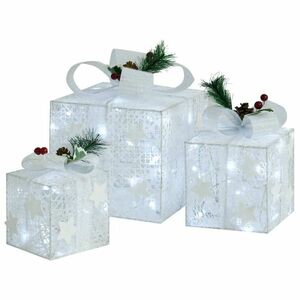 vidaXL 3 darab fehér kül- és beltéri dekoratív karácsonyi ajándékdoboz kép