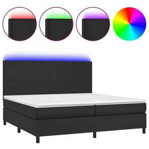vidaXL fehér műbőr rugós ágy matraccal és LED-del 200x200 cm kép