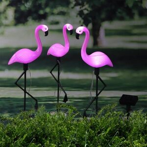 HI 3 db flamingó alakú napelemes LED-es kerti kitűzőkaró kép