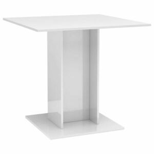 vidaXL magasfényű fehér szerelt fa étkezőasztal 80 x 80 x 75 cm kép
