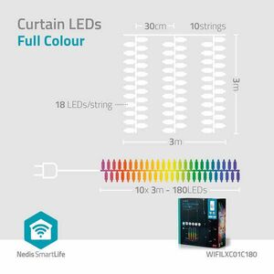SmartLife Dekoratív LED | Függöny | Wi-Fi | RGB | 180 LED's | 3 m... kép