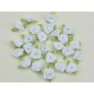 Szatén rózsafejek fehér 25db/csomag kép