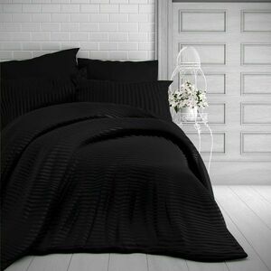 Kvalitex Stripe szatén ágynemű, fekete kép