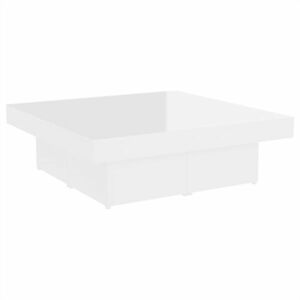 vidaXL magasfényű fehér forgácslap dohányzóasztal 90 x 90 x 28 cm kép